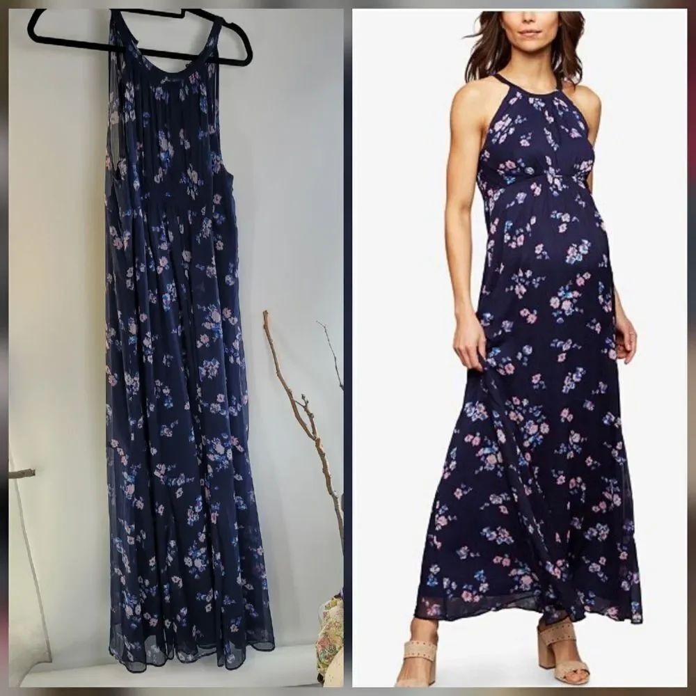A Pea In The Pod Halter Sleeveless Crepe Dress